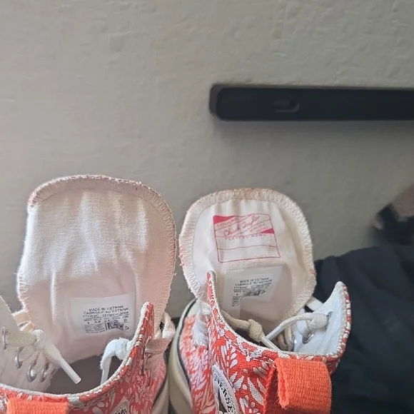 Converse Orange and White Patterned High-Top Sneakers - Picture 4 of 5